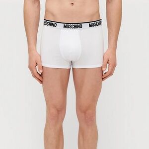 NWT Moschino Men’s Boxer Underwear in white w/ black letters